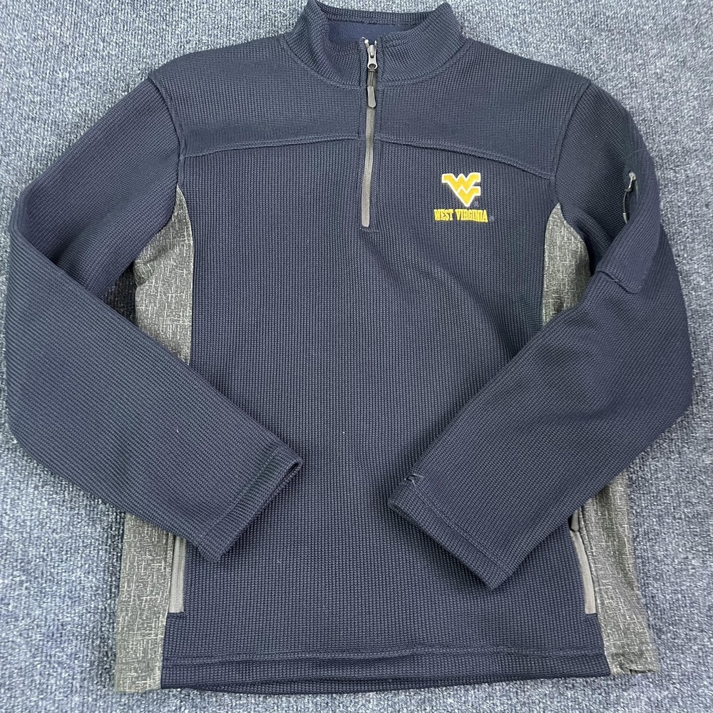 West Virginia Mountaineers Pullover Mens Small Navy Gray NCAA Football Colosseum